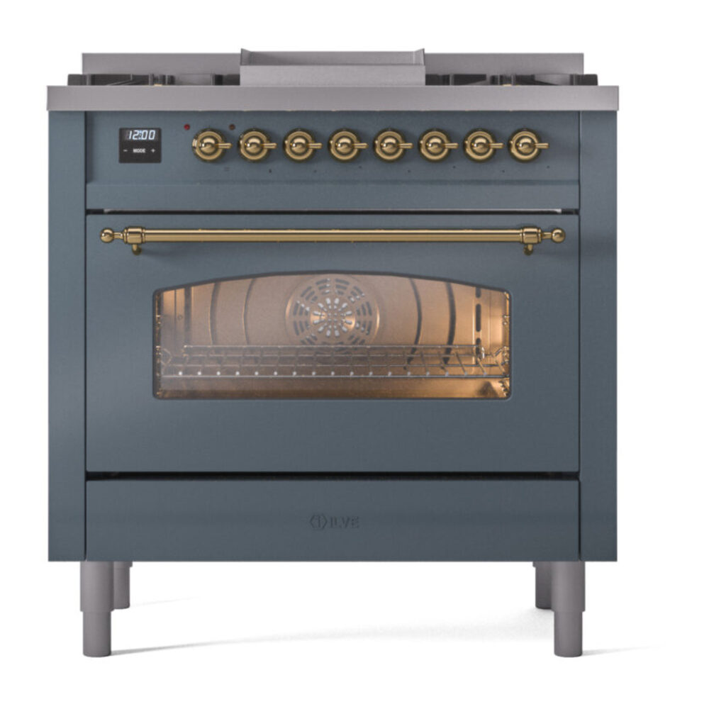 ILVE Nostalgie II 36" UP36FNMPBGG Dual Fuel Range front view