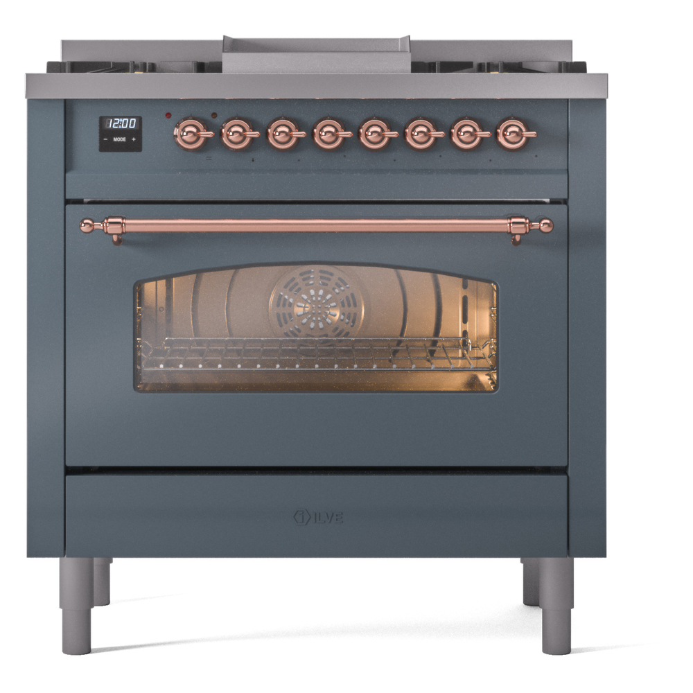 ILVE Nostalgie II 36" UP36FNMPBGP Dual Fuel Range front view
