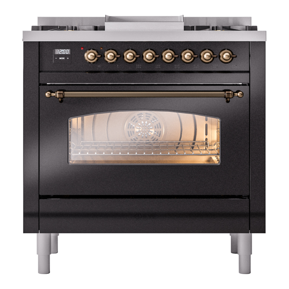 ILVE Nostalgie II 36" UP36FNMPBKBLP Dual Fuel Range front view