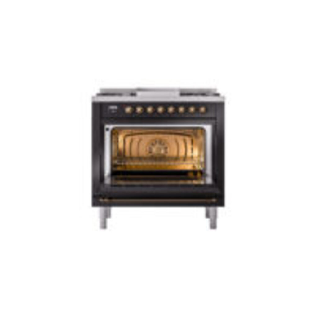 ILVE Nostalgie II 36" UP36FNMPBKBLP Dual Fuel Range door opened
