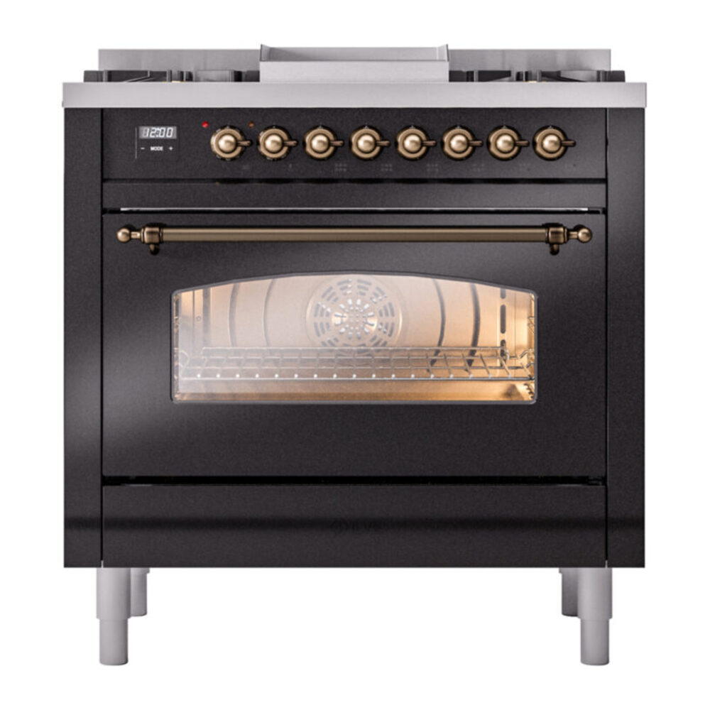 ILVE Nostalgie II 36" UP36FNMPBKB Dual Fuel Range front view