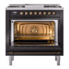 ILVE Nostalgie II 36" UP36FNMPBKB Dual Fuel Range door opened