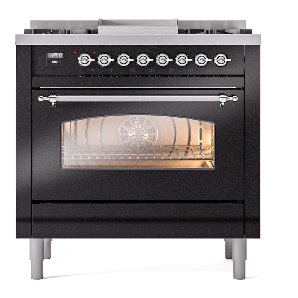 ILVE Nostalgie II 36" UP36FNMPBKC Dual Fuel Range front view