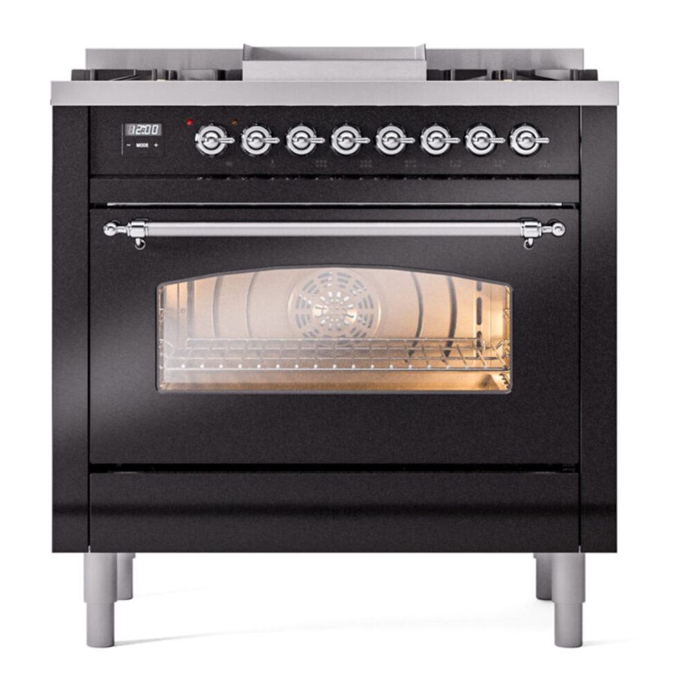 ILVE Nostalgie II 36" UP36FNMPBKC Dual Fuel Range front view