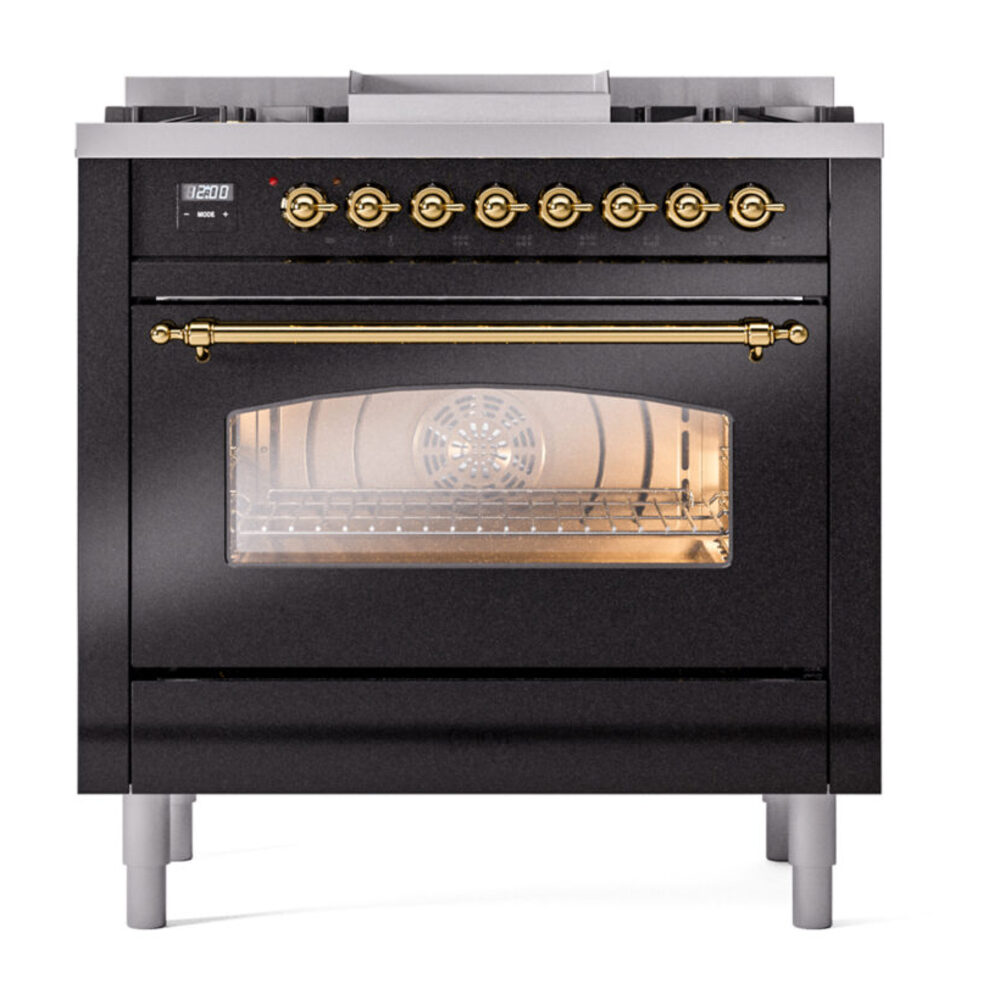 ILVE Nostalgie II 36" UP36FNMPBKGLP Dual Fuel Range front view