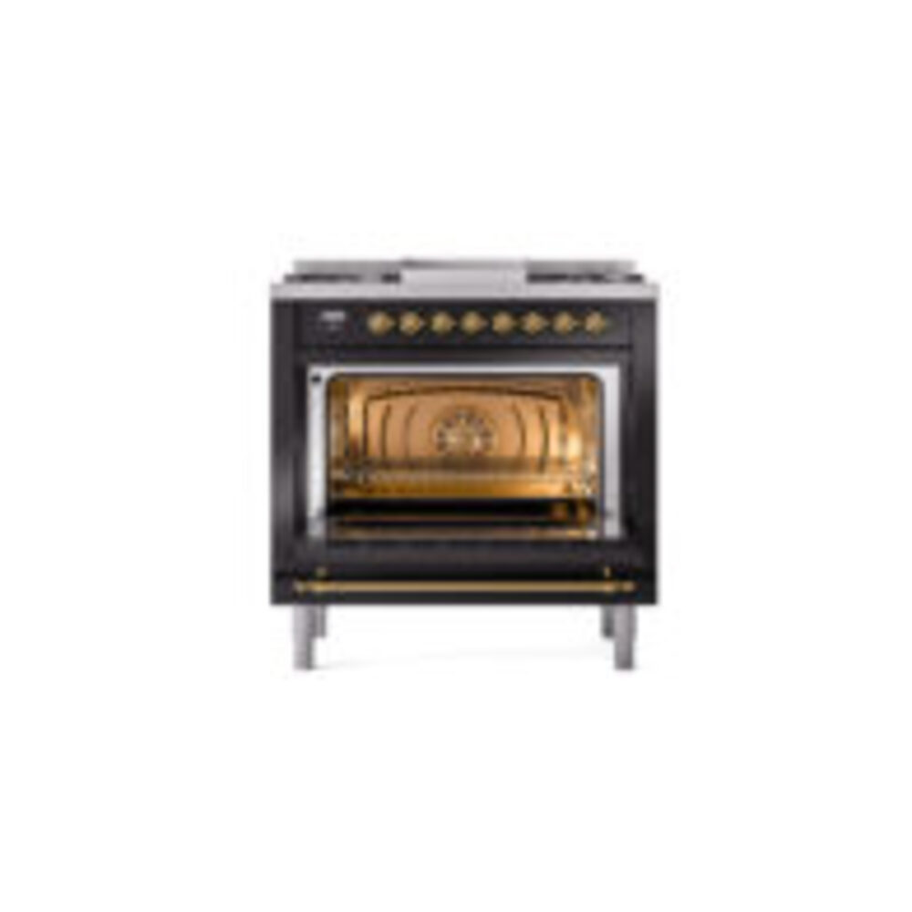 ILVE Nostalgie II 36" UP36FNMPBKGLP Dual Fuel Range door opened