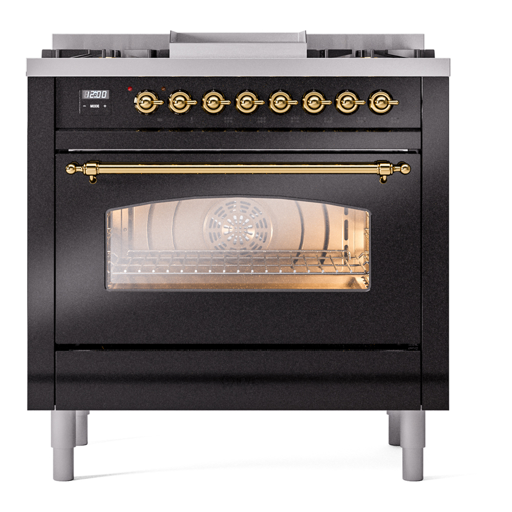 ILVE Nostalgie II 36" UP36FNMPBKG Dual Fuel Range front view