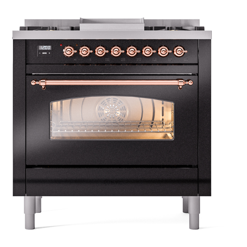 ILVE Nostalgie II 36" UP36FNMPBKPLP Dual Fuel Range front view