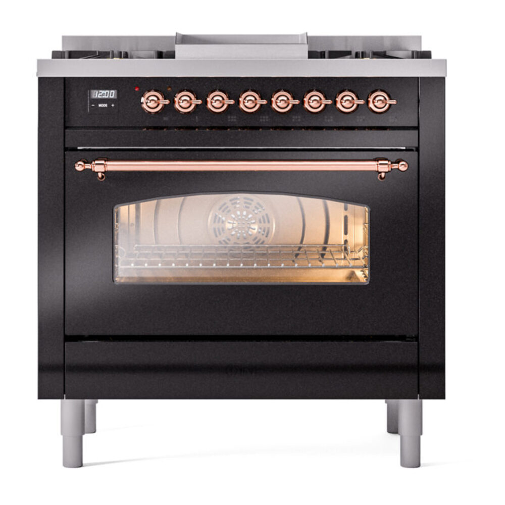ILVE Nostalgie II 36" UP36FNMPBKPLP Dual Fuel Range front view
