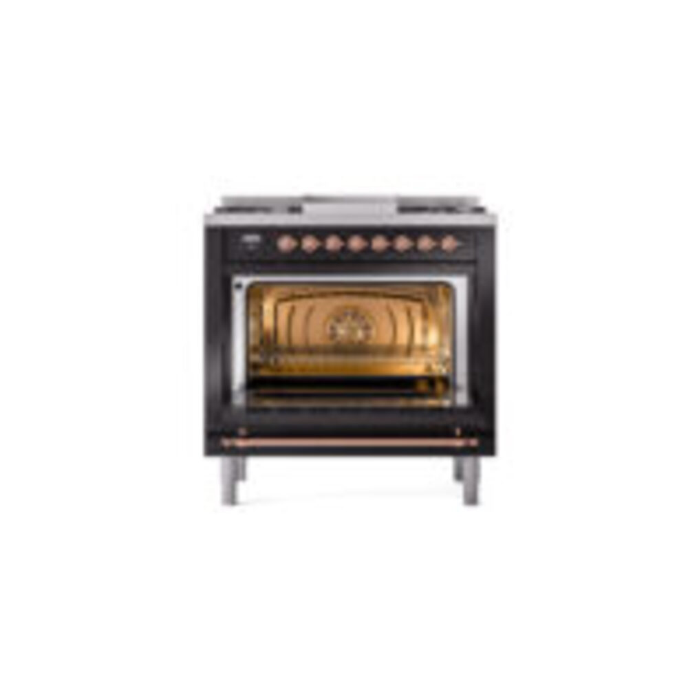 ILVE Nostalgie II 36" UP36FNMPBKP Dual Fuel Range door opened