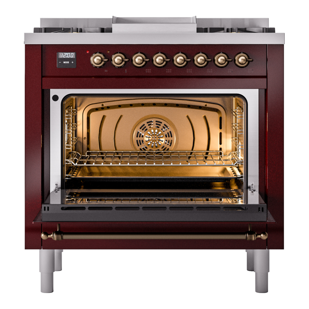 ILVE Nostalgie II 36" UP36FNMPBUBLP Dual Fuel Range door opened