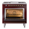 ILVE Nostalgie II 36" UP36FNMPBUB Dual Fuel Range door opened