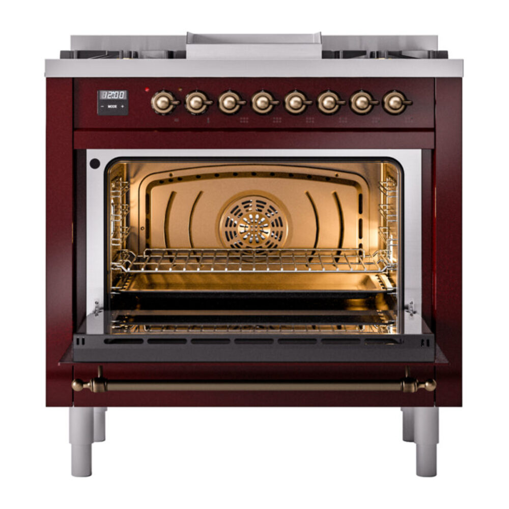 ILVE Nostalgie II 36" UP36FNMPBUB Dual Fuel Range door opened
