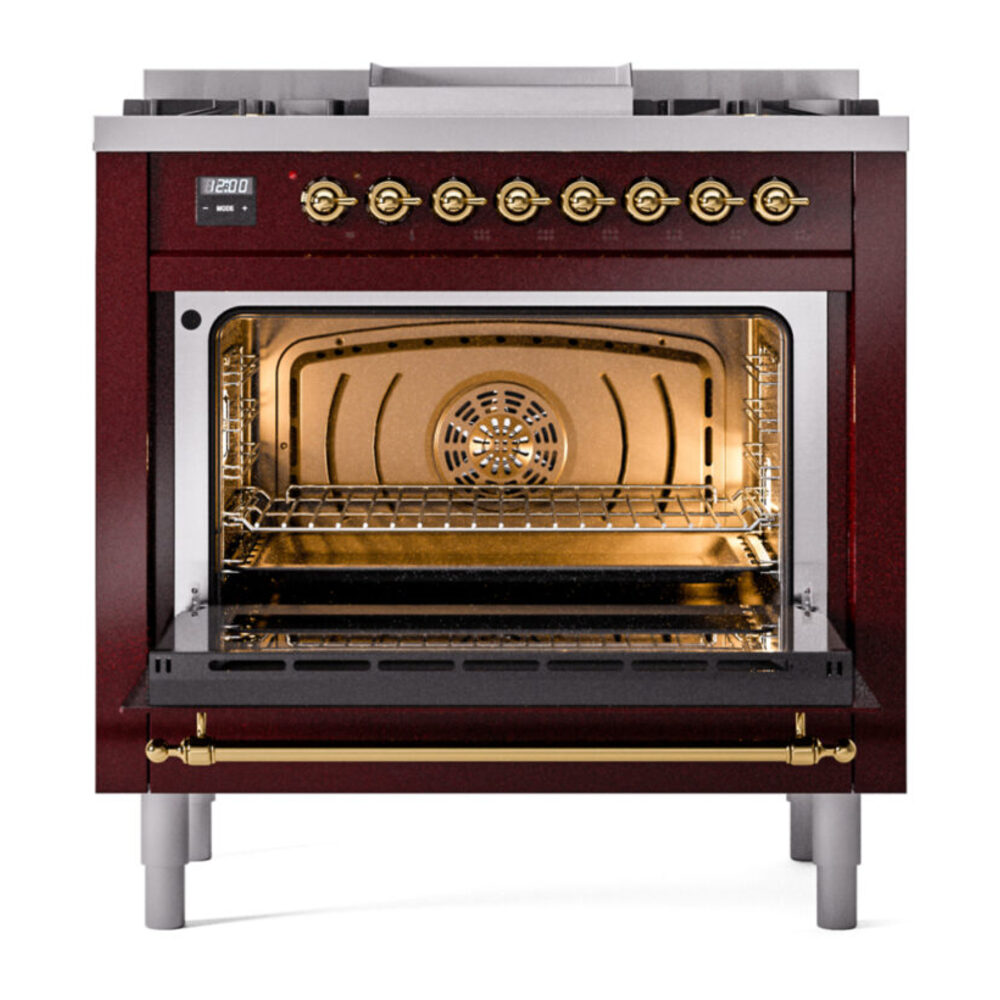 ILVE Nostalgie II 36" UP36FNMPBUGLP Dual Fuel Range door opened