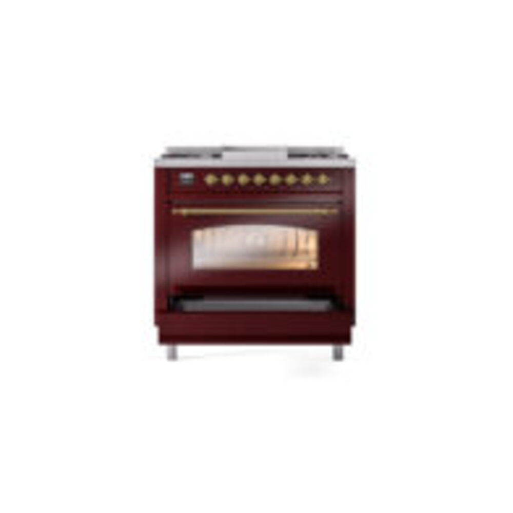 ILVE Nostalgie II 36" UP36FNMPBUGLP Dual Fuel Range drawer opened