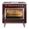ILVE Nostalgie II 36" UP36FNMPBUPLP Dual Fuel Range door opened