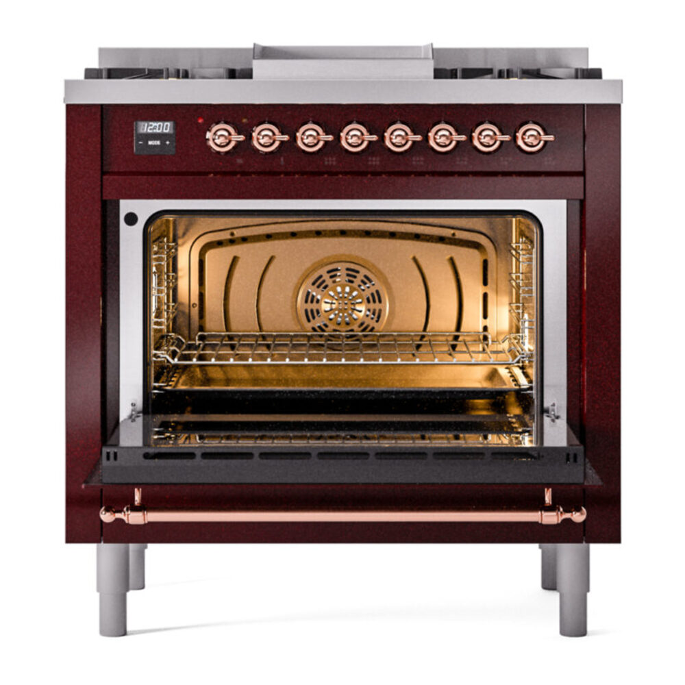 ILVE Nostalgie II 36" UP36FNMPBUPLP Dual Fuel Range door opened
