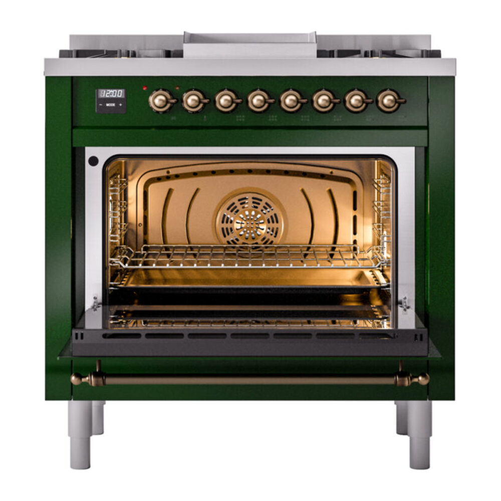 ILVE Nostalgie II 36" UP36FNMPEGB Dual Fuel Range door opened