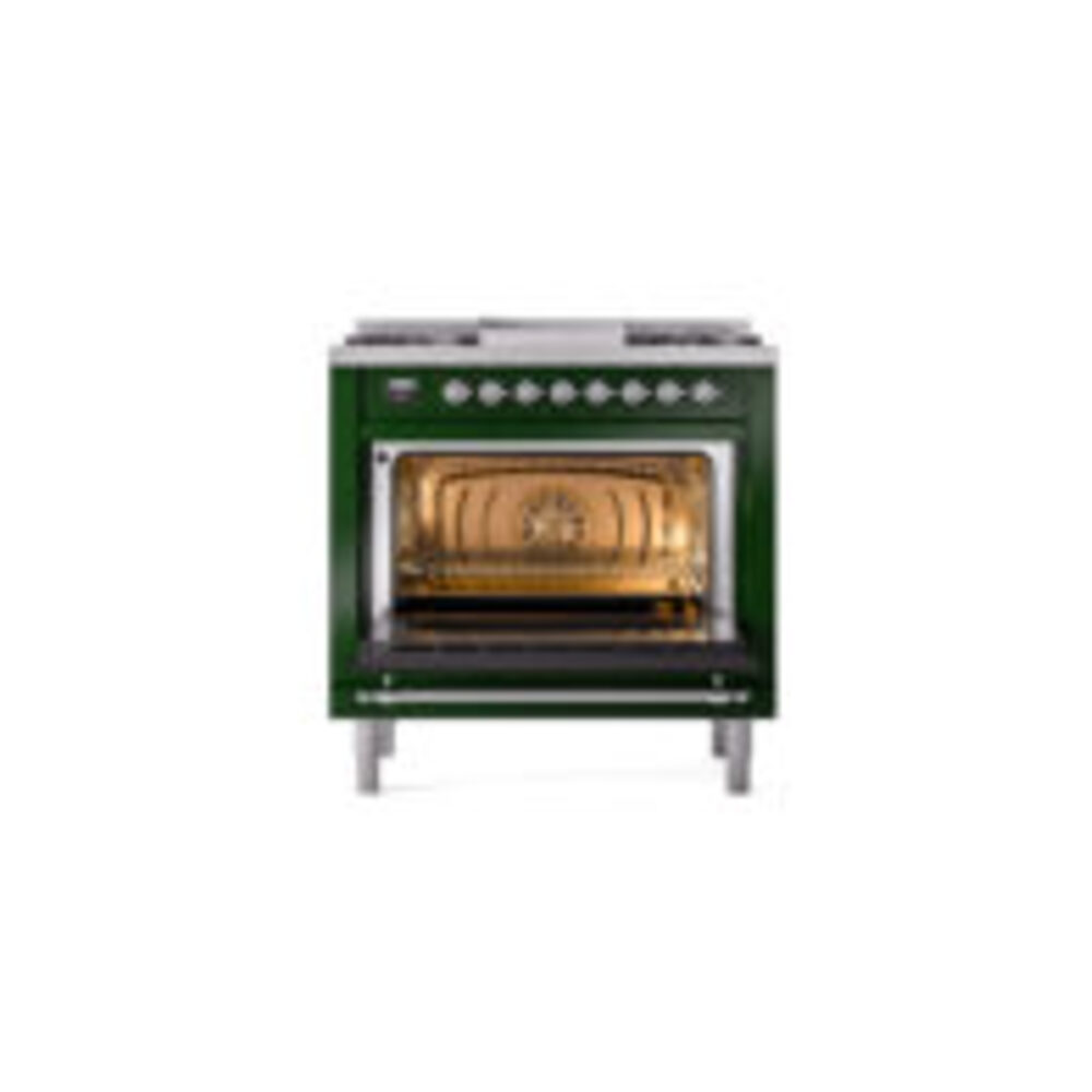 ILVE Nostalgie II 36" UP36FNMPEGC Dual Fuel Range door opened