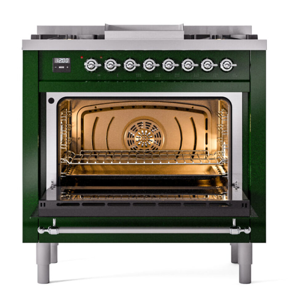 ILVE Nostalgie II 36" UP36FNMPEGC Dual Fuel Range door opened