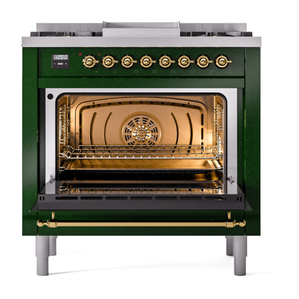 ILVE Nostalgie II 36" UP36FNMPEGGLP Dual Fuel Range door opened