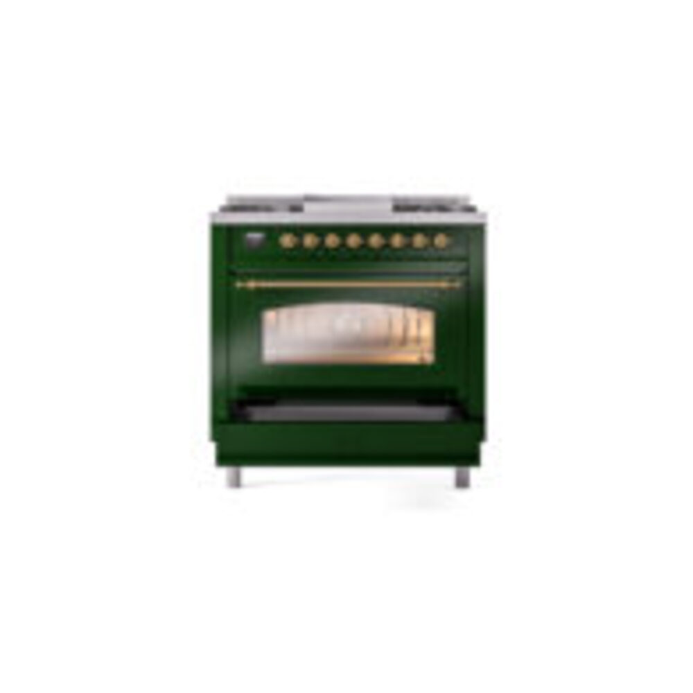 ILVE Nostalgie II 36" UP36FNMPEGGLP Dual Fuel Range drawer opened