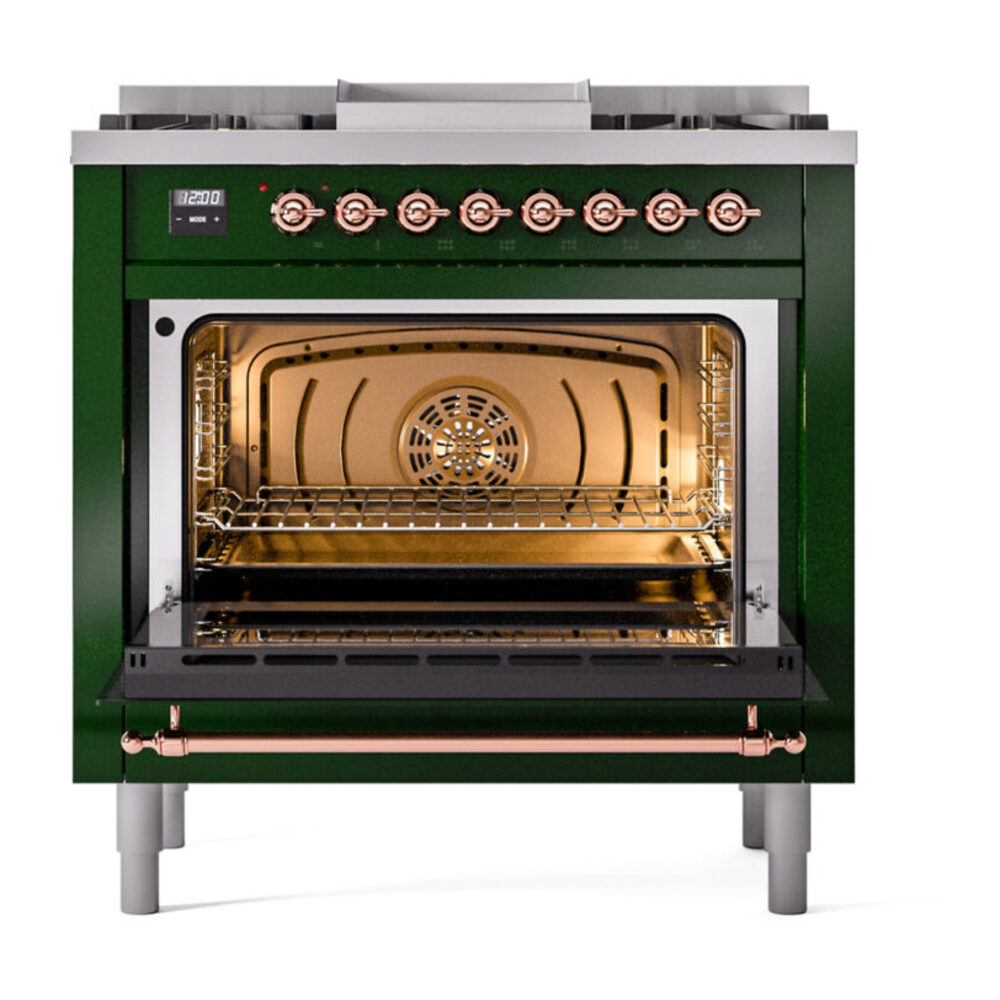 ILVE Nostalgie II 36" UP36FNMPEGPLP Dual Fuel Range door opened