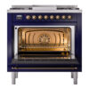 ILVE Nostalgie II 36" UP36FNMPMBB Dual Fuel Range door opened