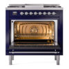 ILVE Nostalgie II 36" UP36FNMPMBC Dual Fuel Range door opened