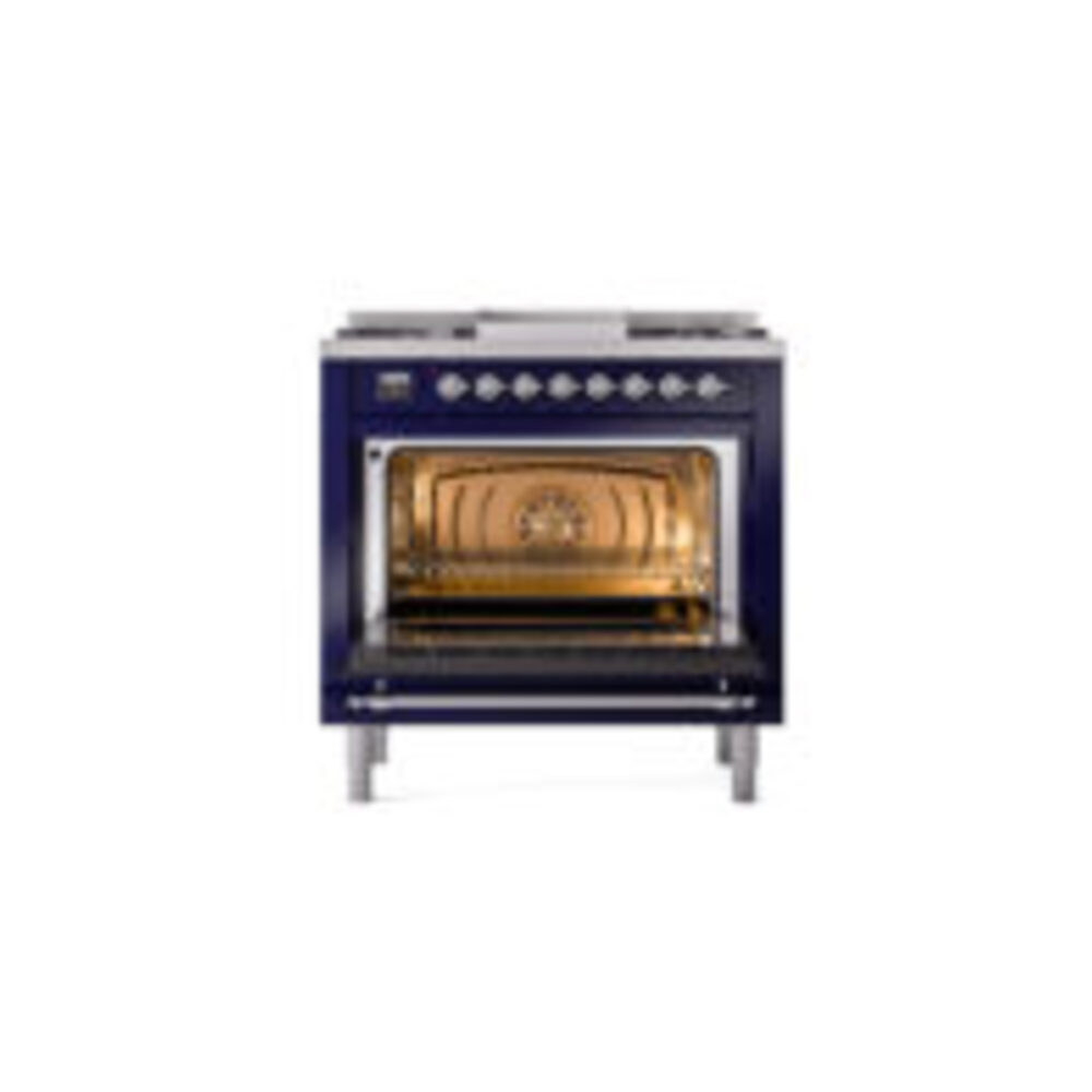 ILVE Nostalgie II 36" UP36FNMPMBC Dual Fuel Range door opened
