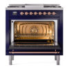 ILVE Nostalgie II 36" UP36FNMPMBP Dual Fuel Range door opened