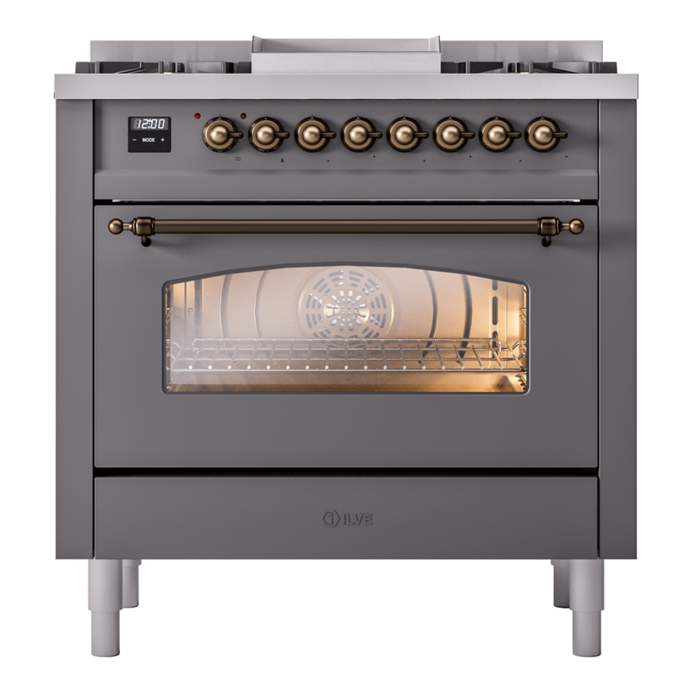 ILVE Nostalgie II 36" UP36FNMPMGBLP Dual Fuel Range front view