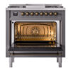 ILVE Nostalgie II 36" UP36FNMPMGBLP Dual Fuel Range door opened