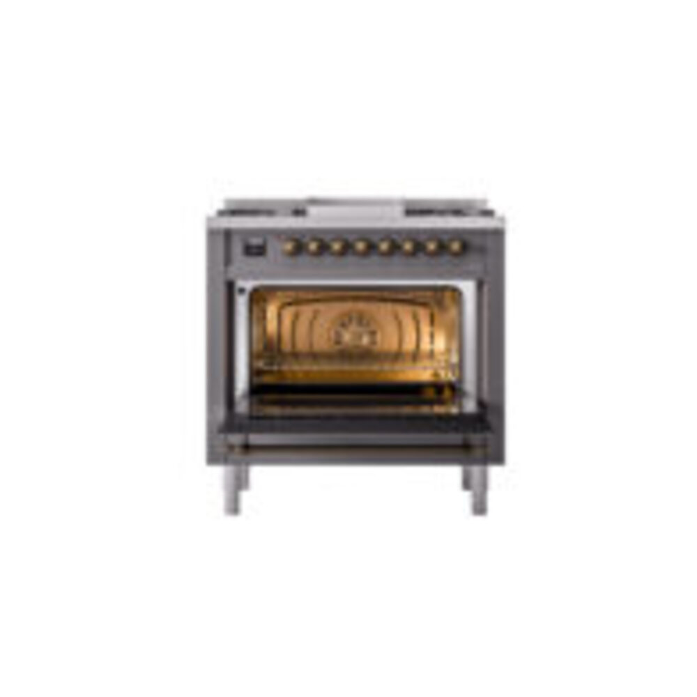 ILVE Nostalgie II 36" UP36FNMPMGB Dual Fuel Range door opened