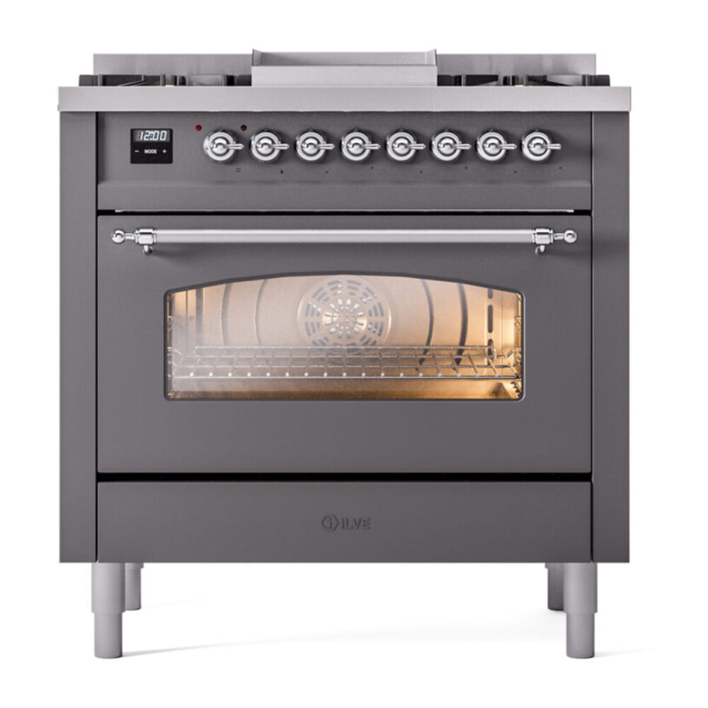 ILVE Nostalgie II 36" UP36FNMPMGC Dual Fuel Range front view
