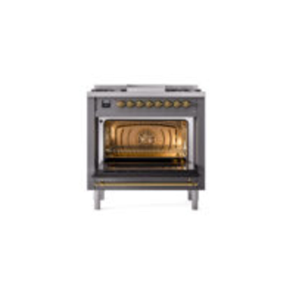 ILVE Nostalgie II 36" UP36FNMPMGG Dual Fuel Range door opened