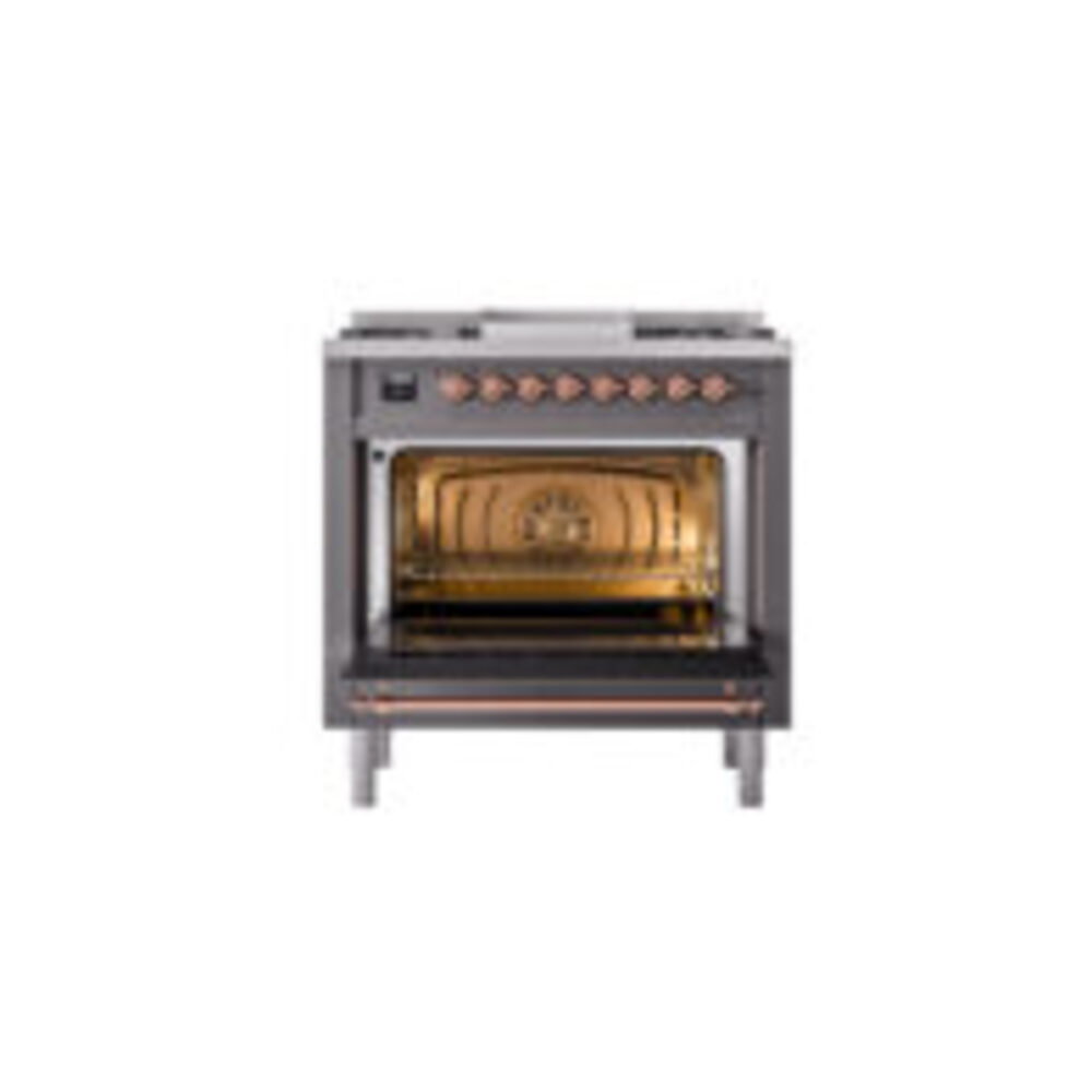 ILVE Nostalgie II 36" UP36FNMPMGPLP Dual Fuel Range door opened