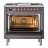 ILVE Nostalgie II 36" UP36FNMPMGP Dual Fuel Range door opened