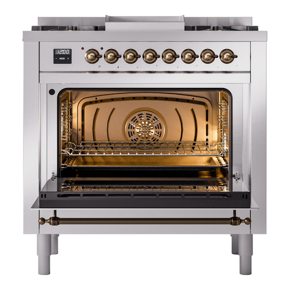ILVE Nostalgie II 36" UP36FNMPSSBLP Dual Fuel Range door opened