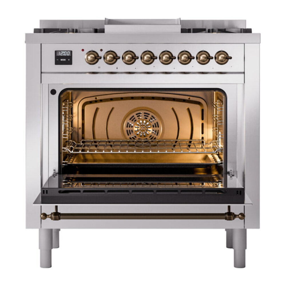 ILVE Nostalgie II 36" UP36FNMPSSBLP Dual Fuel Range door opened
