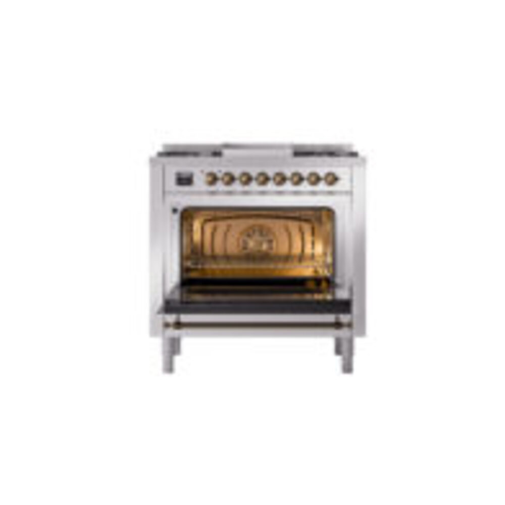 ILVE Nostalgie II 36" UP36FNMPSSB Dual Fuel Range door opened