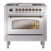 ILVE Nostalgie II 36" UP36FNMPSSB Dual Fuel Range front view