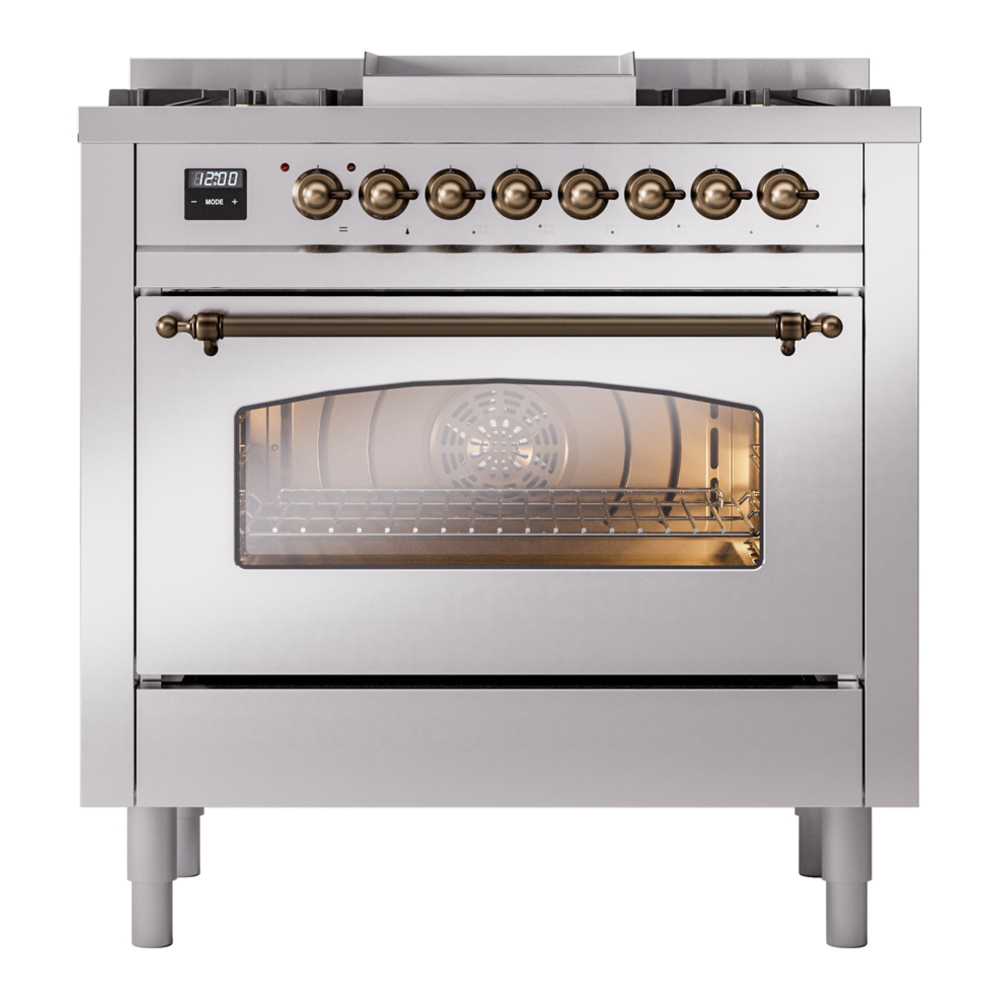ILVE Nostalgie II 36" UP36FNMPSSB Dual Fuel Range front view