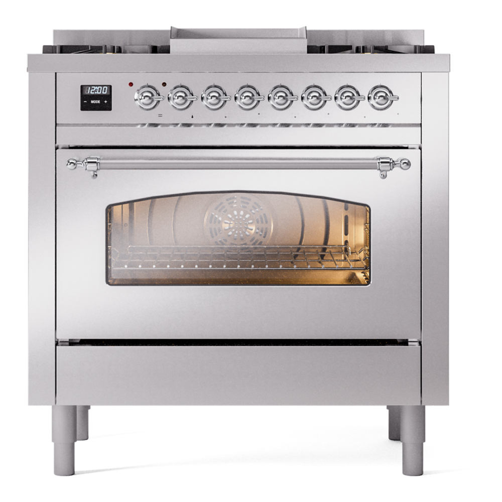ILVE Nostalgie II 36" UP36FNMPSSCLP Dual Fuel Range front view