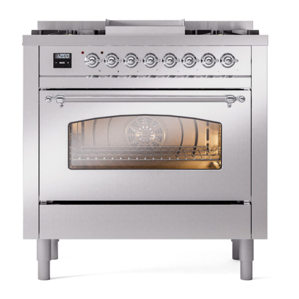 ILVE Nostalgie II 36" UP36FNMPSSCLP Dual Fuel Range front view