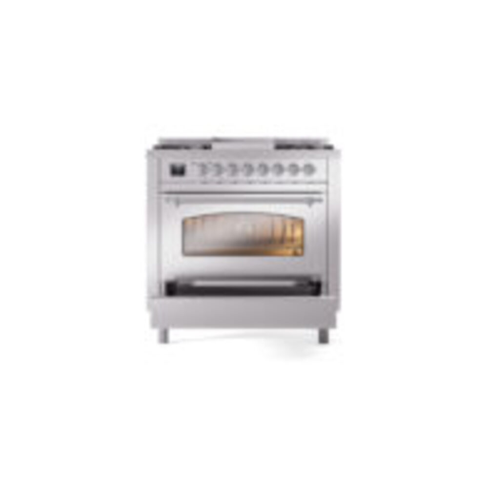 ILVE Nostalgie II 36" UP36FNMPSSCLP Dual Fuel Range drawer opened