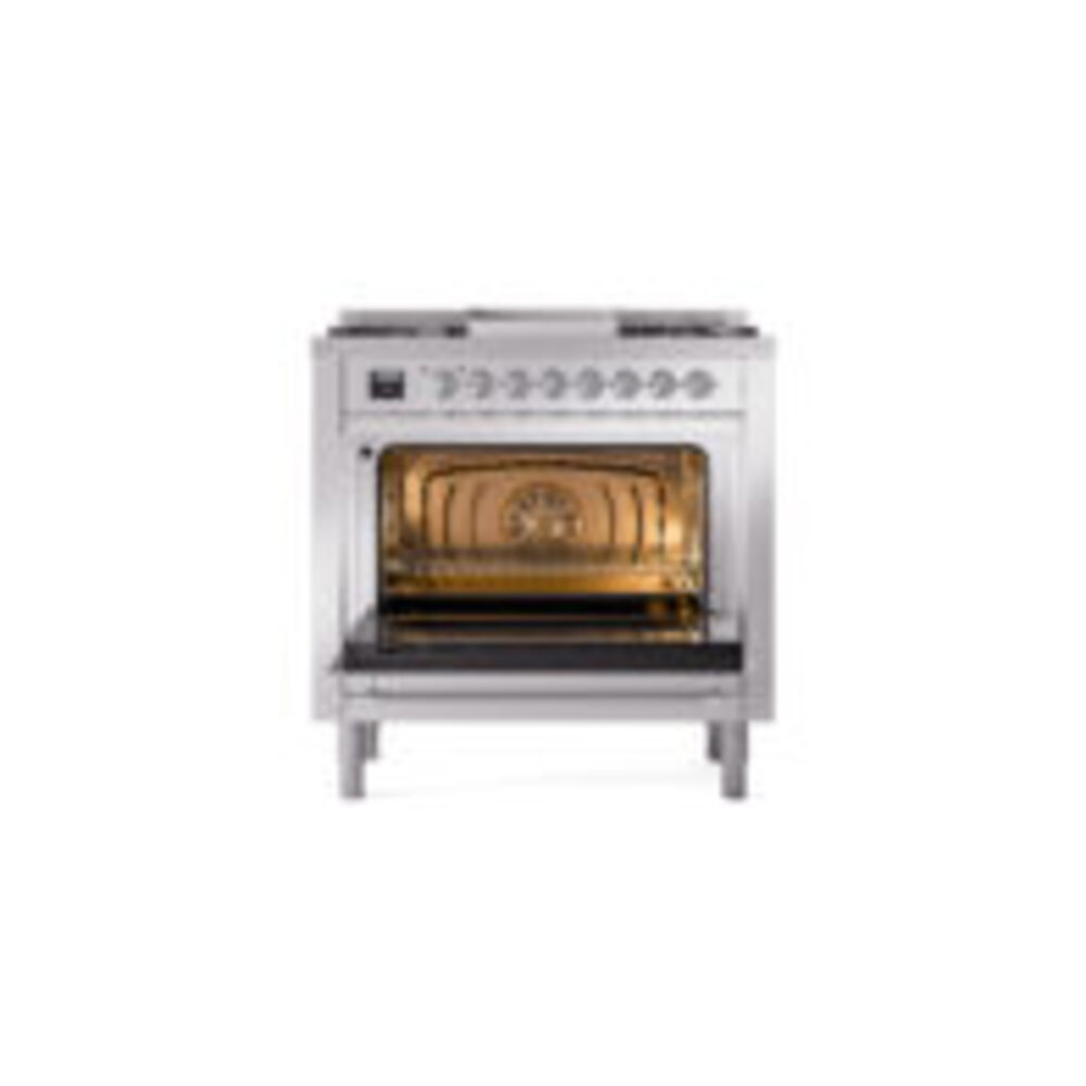 ILVE Nostalgie II 36" UP36FNMPSSC Dual Fuel Range door opened