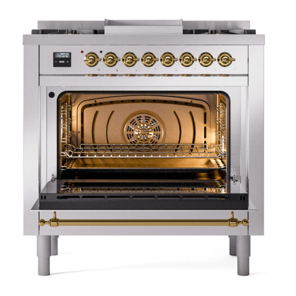 ILVE Nostalgie II 36" UP36FNMPSSGLP Dual Fuel Range door opened