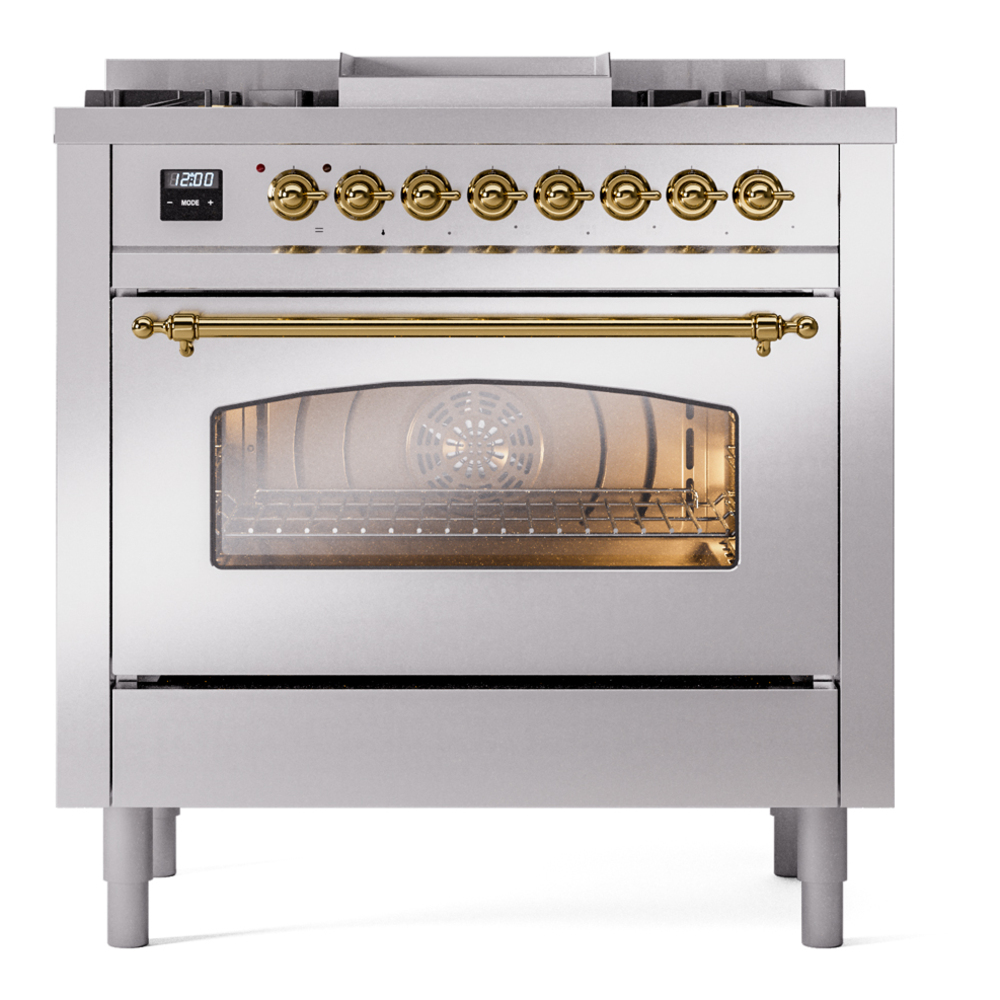 ILVE Nostalgie II 36" UP36FNMPSSG Dual Fuel Range front view