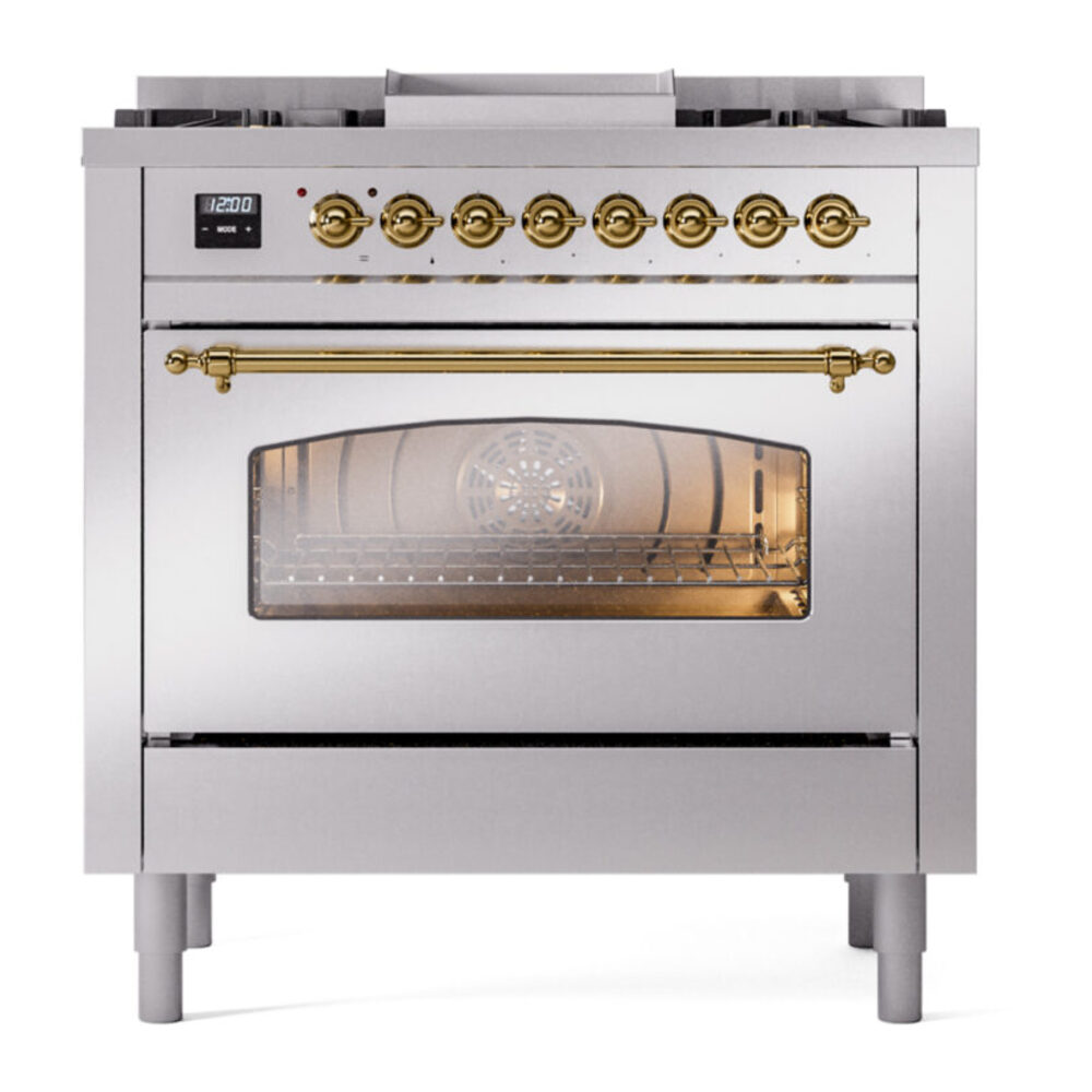 ILVE Nostalgie II 36" UP36FNMPSSG Dual Fuel Range front view